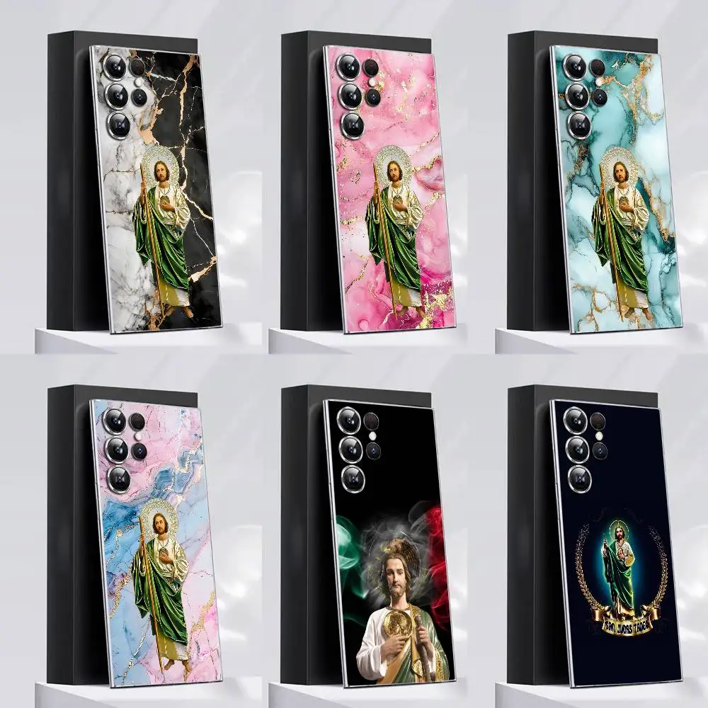 

Marble San Judas Tadeo Phone Case For Samsung S30,25,24,23,21,22,20,10,5G,FE,lite,PIus,Ultra Transparent Cover