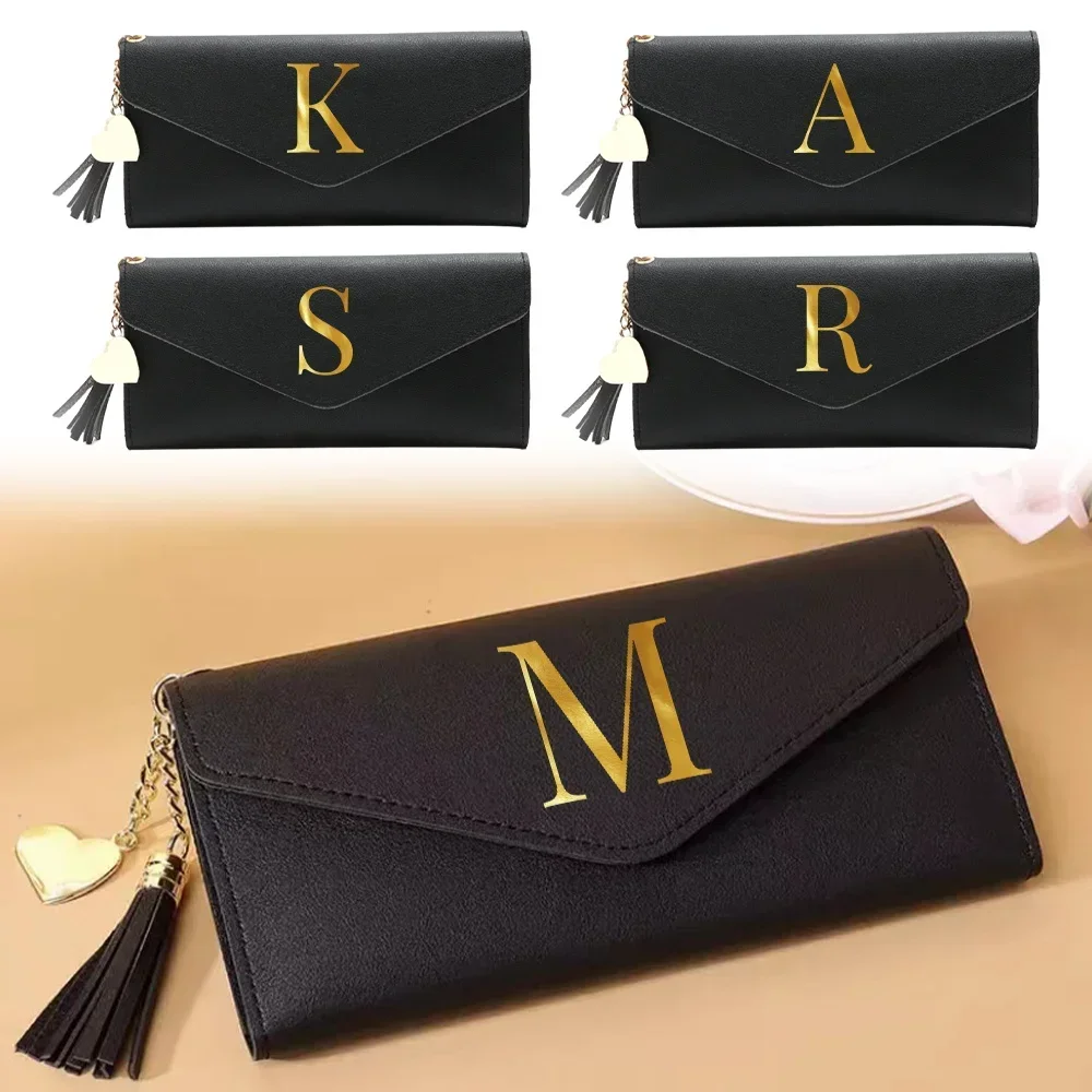 Wallet Women Rfid Blocking Fashion Compact Bifold Luxury Leather Pocket Wallet Ladies Purse with ID Window InitialLetter Pattern