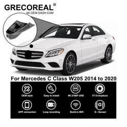 GRECOREAL 4K Dash Cam Front Rear 2160P WiFi Car Camera Dual Dashcam Plug Play Compatible with Mercedes Benz C Class W205 C-Class