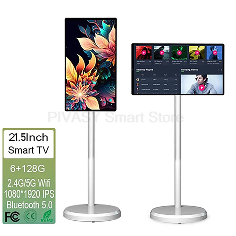 

Сенсорный экран 21,5 дюйма, Android 13 систем, Smart TV, 6000 мАч, питание от аккумулятора, устройство 6 + 128G, вращающийся подвижный монитор для тренажерного зала Live