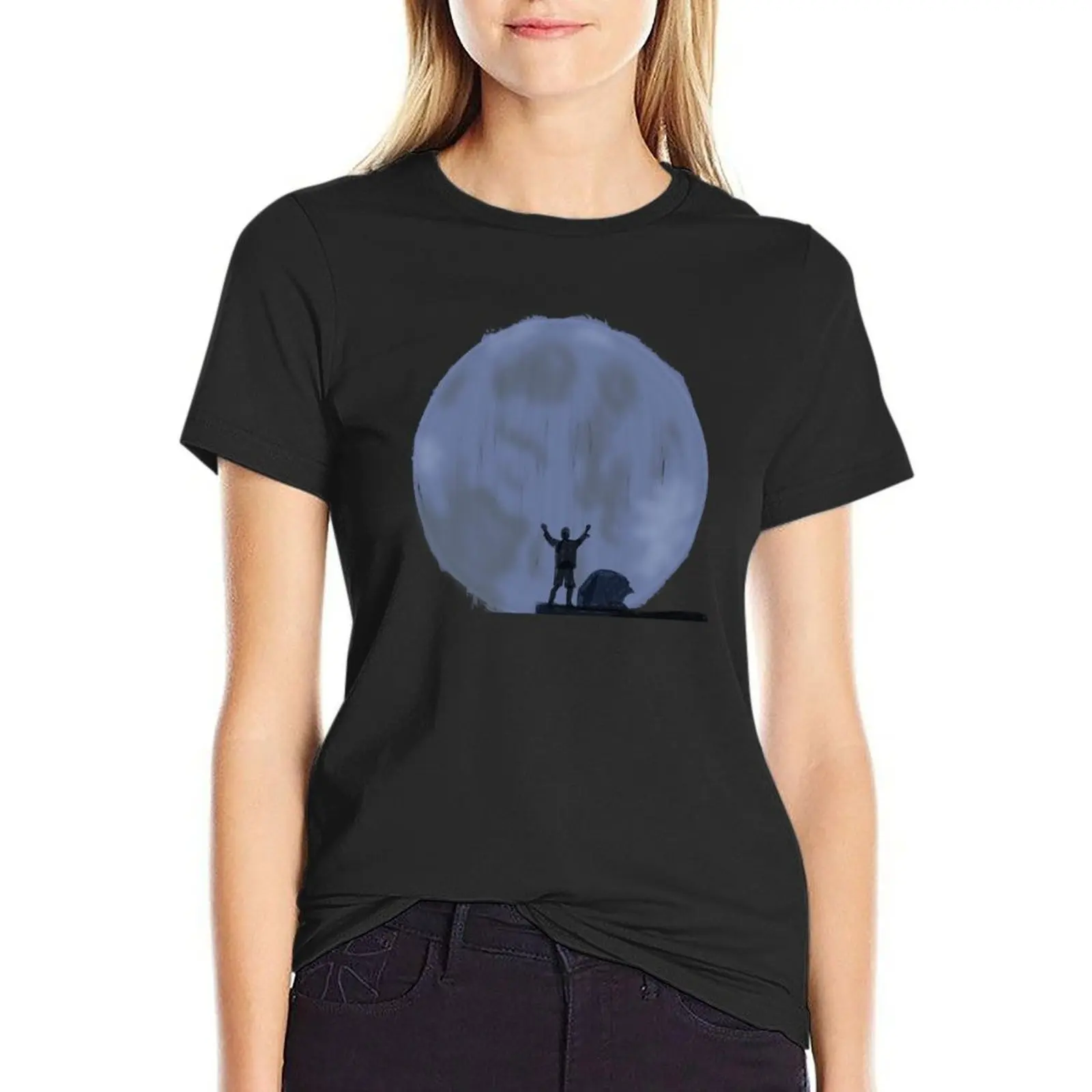 

The Moon is SO Big! No text T-Shirt lady clothes korean fashion t-shirt dress for Women plus size