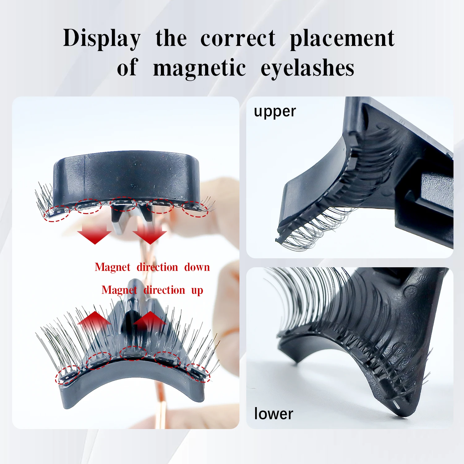 Pestañas magnéticas REDSIREN con aplicador, 2 pares, banda transparente reutilizable, Kit de pestañas magnéticas naturales suaves, maquillaje