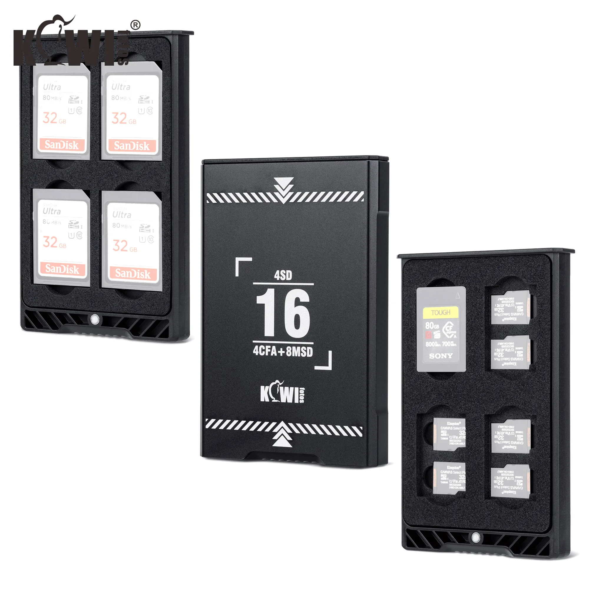

16 Slots Memory Card Case Pop-up Design SD MicroSD Card Holder with Lanyard for 4 SD Card+8 Micro SD Card+4 CF EXpress Type A