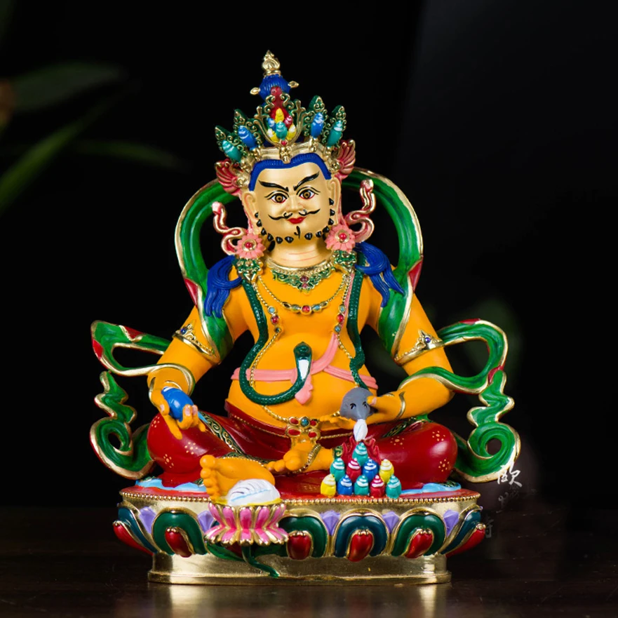 high grade color Buddha statue bless family Safety luck efficacious Talisman Yellow Jambhala fortune god