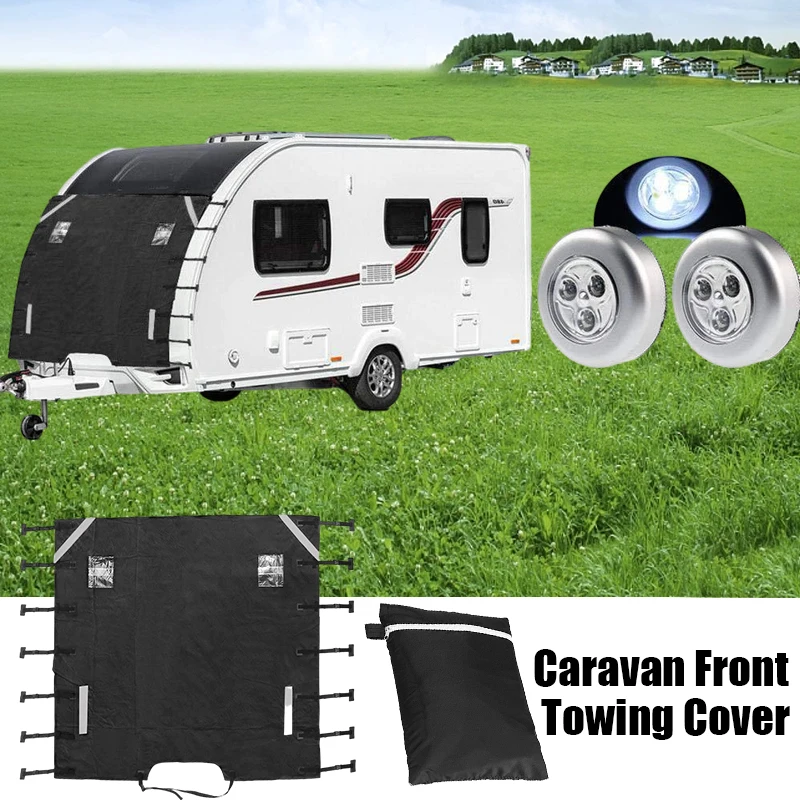 Caravan Front Towing Cover Waterproof Dustproof Anti UV Caravan Protector Cover LED Light Shield Motorhome External Accessories