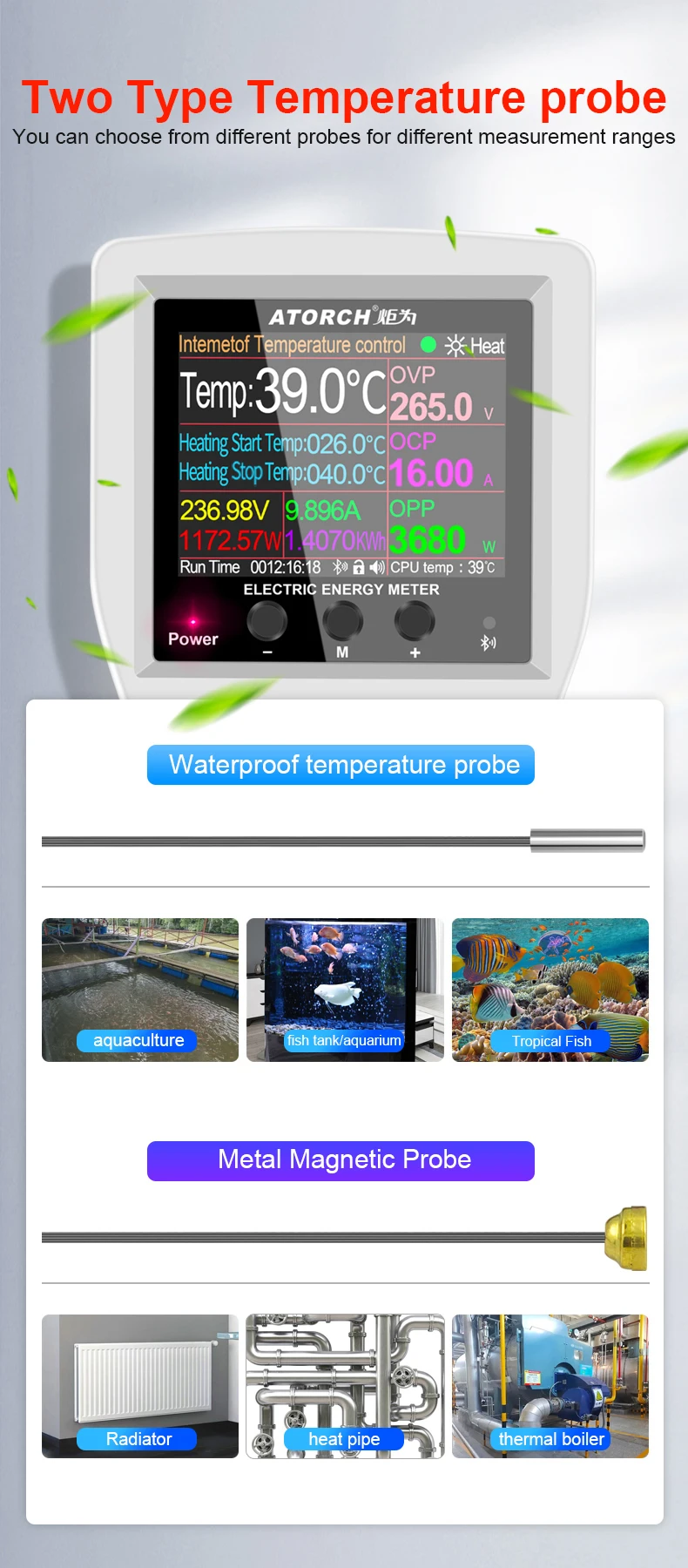 Imagem -04 - Tuya Wifi Termostato Digital Soquete Incubadora Ac220v Controlador de Temperatura com Interruptor Temporizador Refrigeração Aquecimento 3m Sensor Ntc 16a