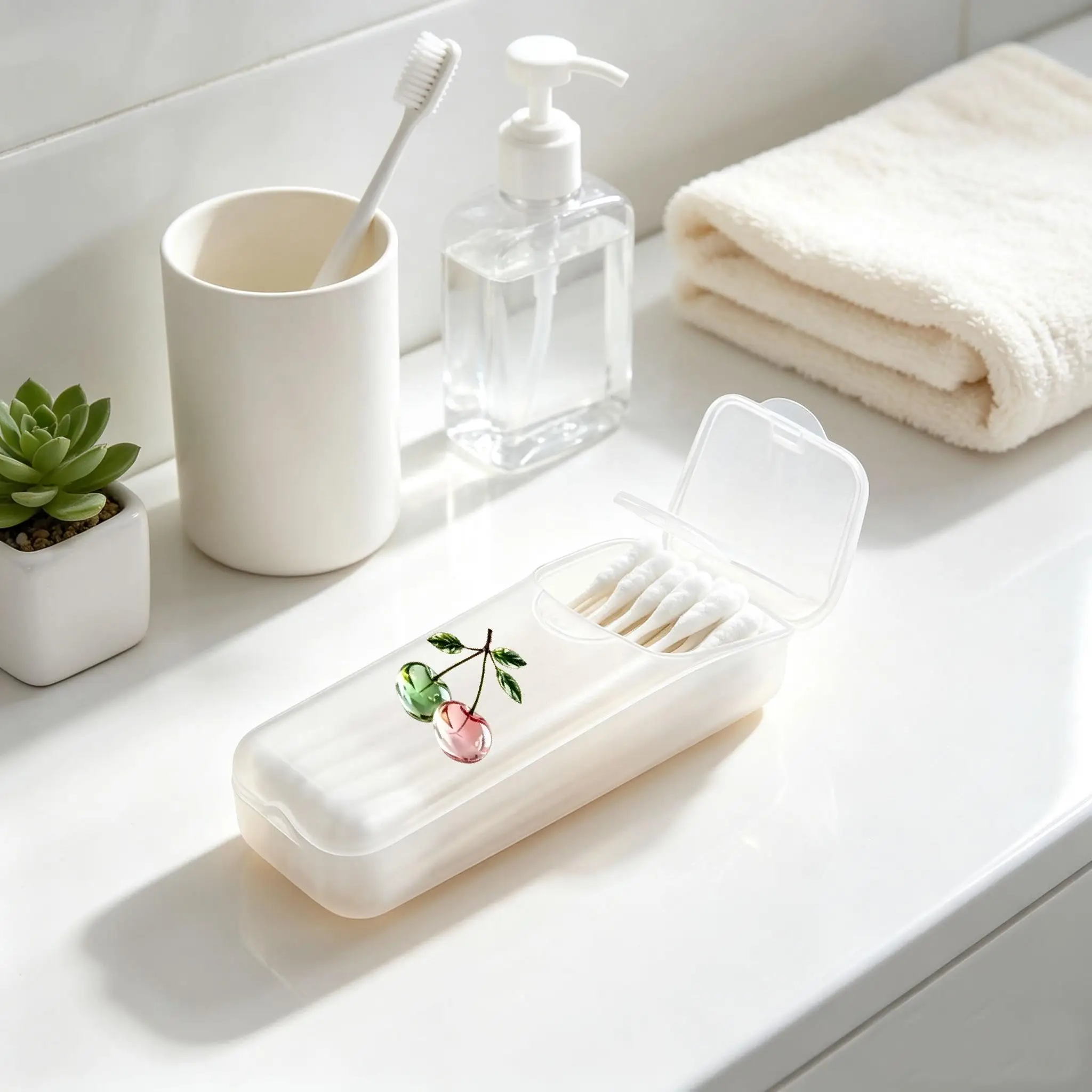 Two-Tone Cherry Mini Storage Box, Travel Pill & Capsule Case, Food-Grade PP Container for Toothpicks, Dental Floss, Small Parts