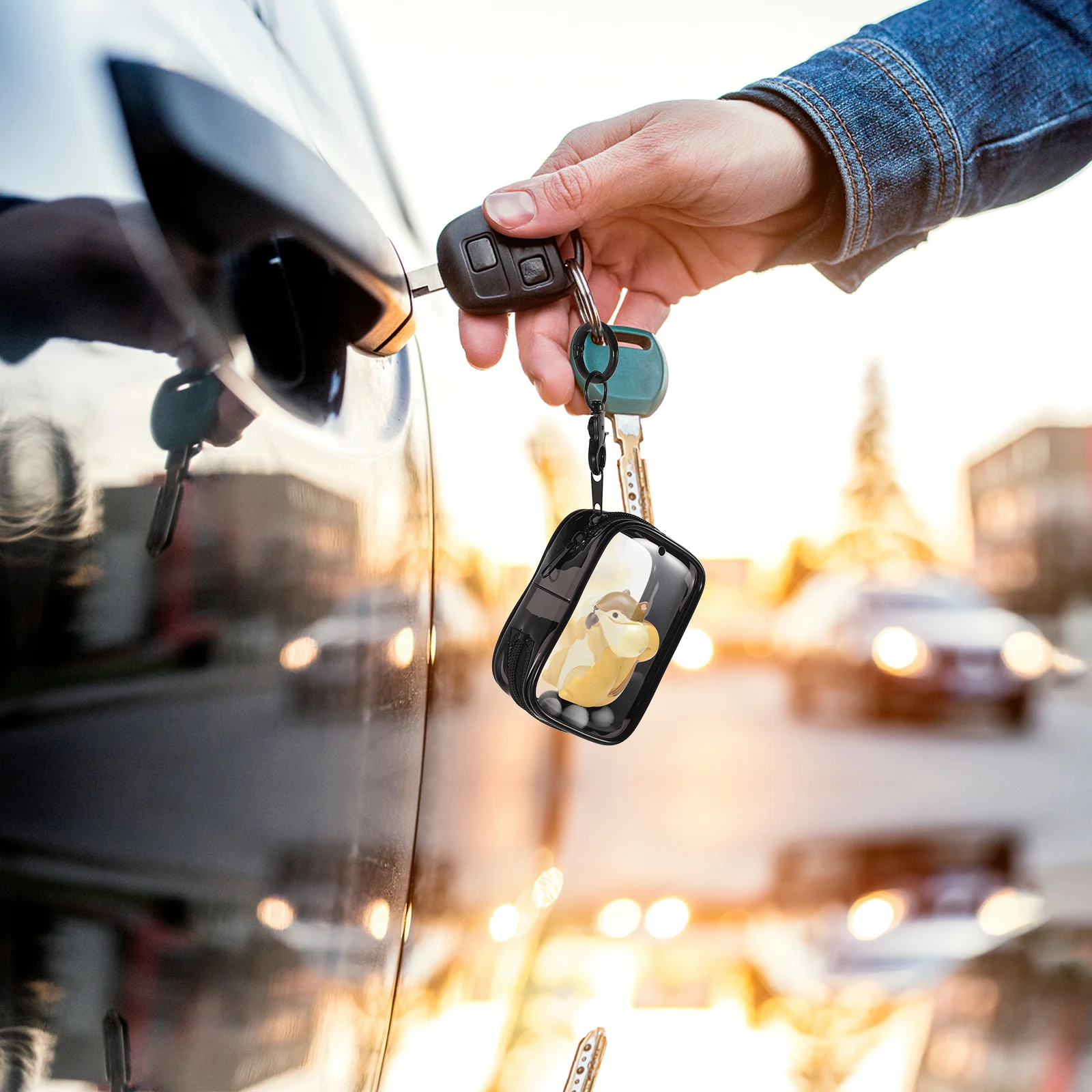 2 pçs saco de armazenamento de exibição transparente mini bolsa para figuras fechamento com zíper organizador transparente pequeno caso proteção