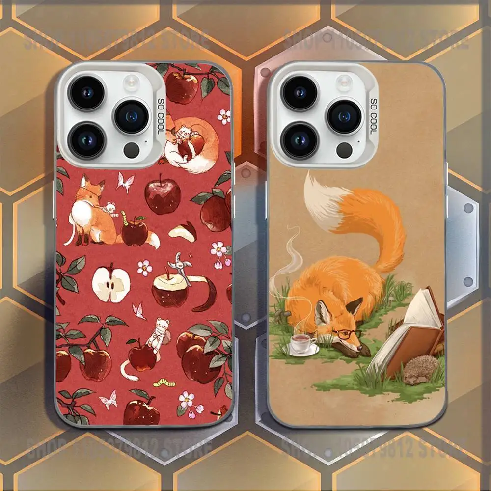 

Art Lyrics Cartoon Fox Phone Case For iPhone 16,15,14,13,12,11,Mini,Pro,E,MAX White Candy Matte Shockproof Cover