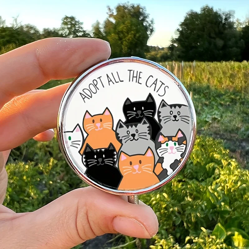 Adopt All The Cats-Boîte à pilules ronde, mini boîte à pilules, 3 boîtes de rangement, boîte de rangement portable pour médicaments à la maison, portefeuille de poche, cadeaux de voyage uniques