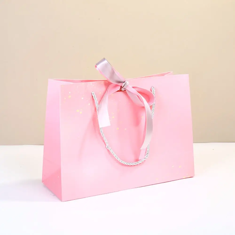 Delicate Ribbon Decorative Gift Handbag Paper Bag For Romantic Valentine Wedding Party Present Supplies