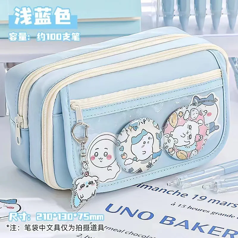 Sweet Cartoon Capybara Flip Pencil Pouch Front Pen Slots Multi Layer Storage Clear Window Design School Supplies Pen Bag