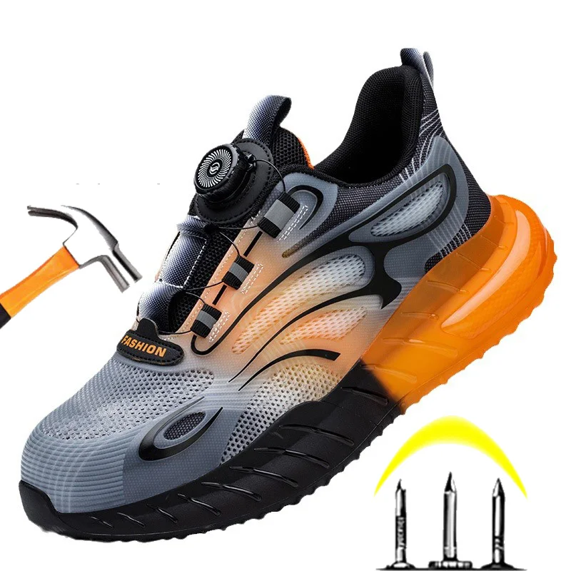 Fashion Safety Boots Men Work Sneakers Indestructible Shoes Steel Toe Protective Boots Anti-smash Anti-puncture Safety Shoes