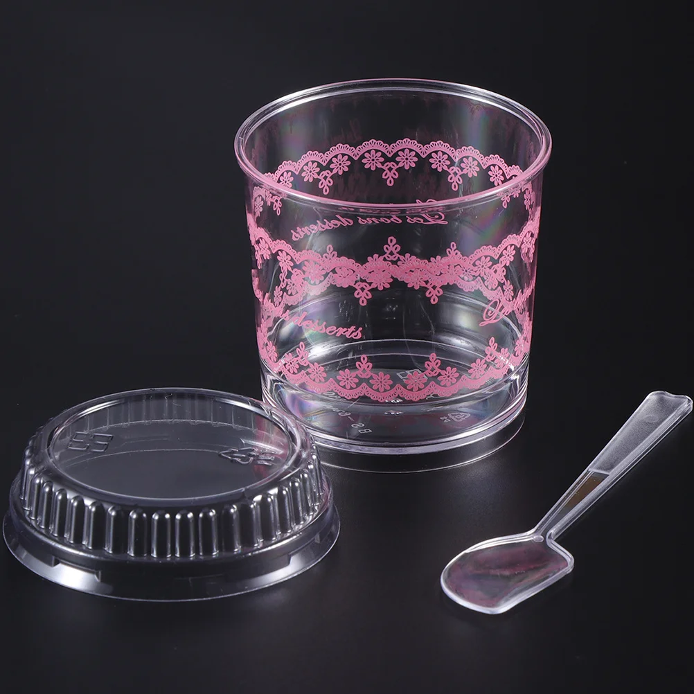 

30Sets 120Ml Tasting Glass Set Small Elegant Dessert Cups with Lids Spoons for Pudding Mousse Tiramisu Birthday Wedding Easter