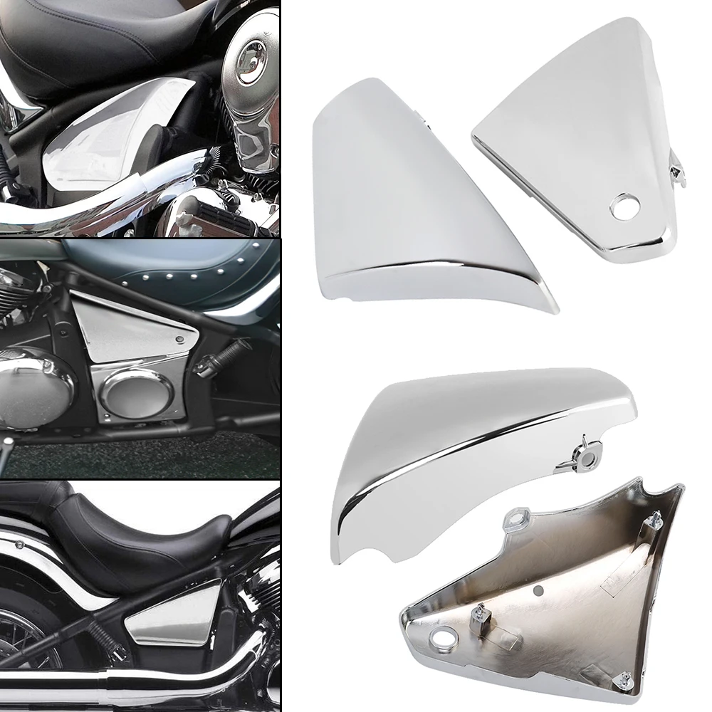 Motocykl Chrome lewa prawa strona akumulatora osłony owiewki tworzywo ABS dla Kawasaki Vulcan VN900 Classic Custom 2006-2020