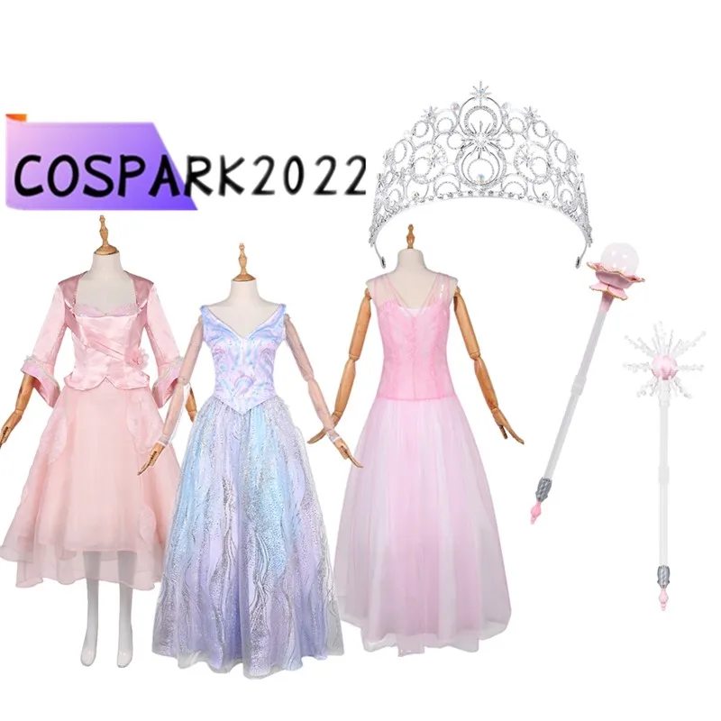 

Платье для косплея Glinda, костюм злой повязка на голову, волшебная палочка для хороших взрослых женщин, фантазия, топ, юбка, маскировка, карнавальный костюм на Хэллоуин