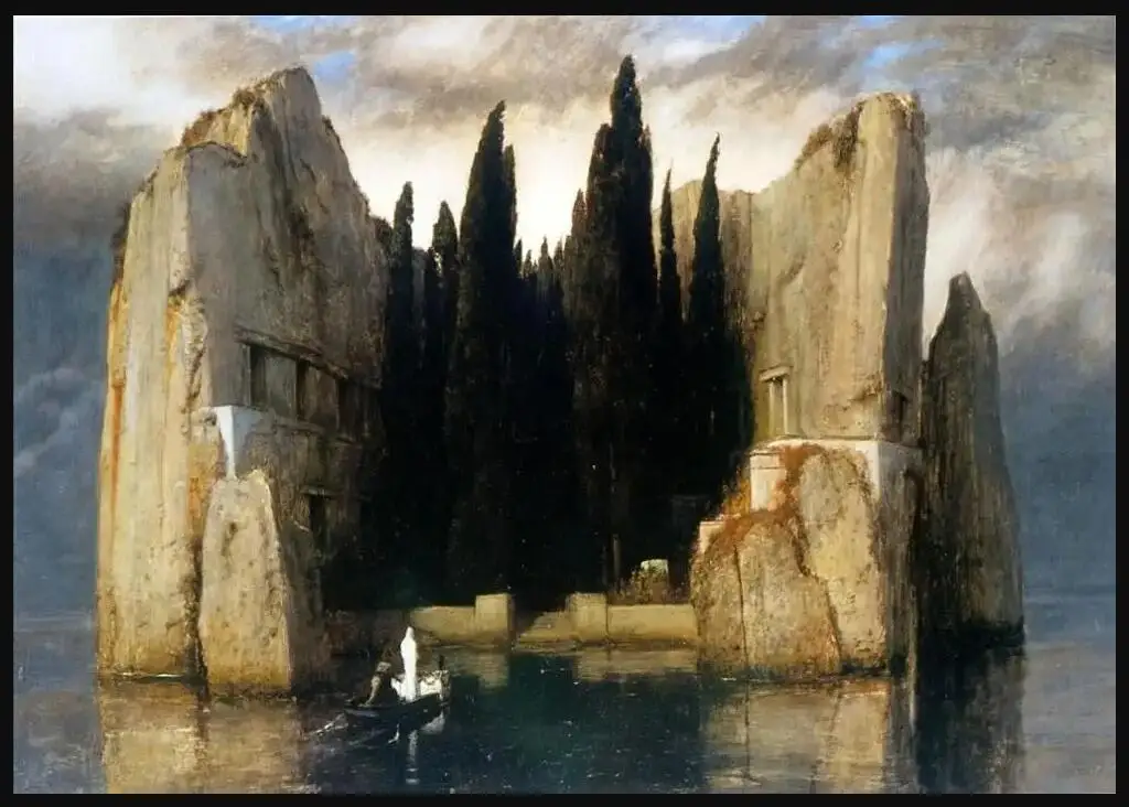 Arnold Bocklin: pinturas al óleo de la Isla de los Muertos POSTER DE SEDA Pintura decorativa Pintura de pared