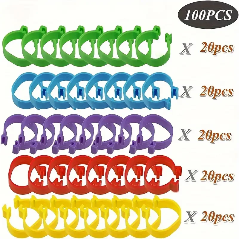 100 قطعة حلقات قدم الدجاج تسمية المشبك البلاستيك الدواجن الساق المفاجئة اسئلة كليب الرقمية بطة حمامة أوزة مزرعة تغذية أداة