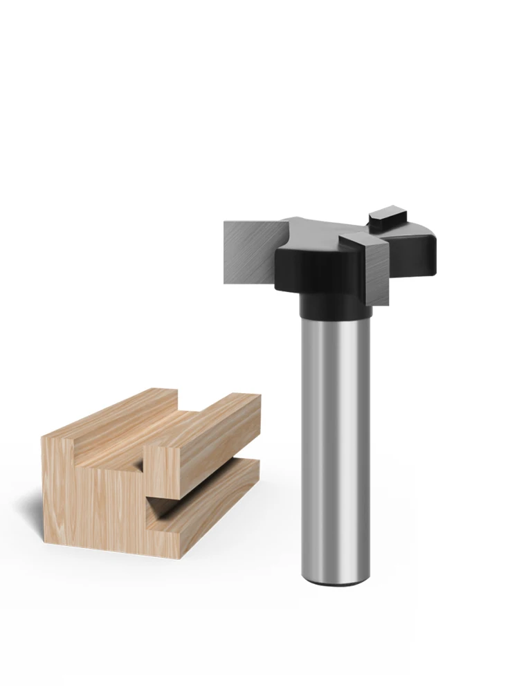 XHYkern 8mm Shank 3 Flute T-Slot Router Bit Carbide Milling Cutter for Wood T Groove Cutting & Workbench Slot Making MDF Plywood