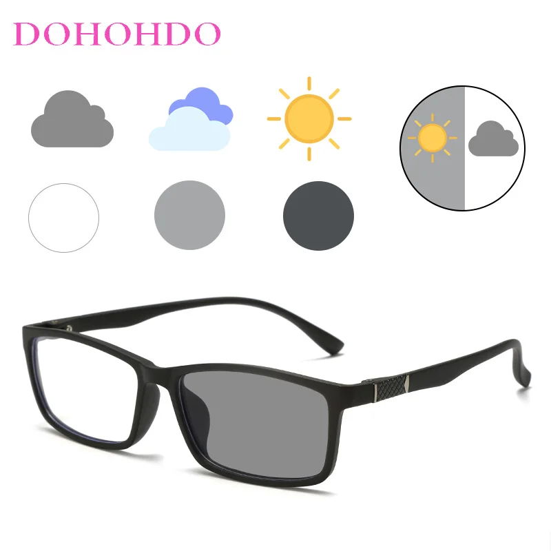 Square Full Frame Anti-blue Light Glasses Photochromic Sunglasses Women Men DOHOHDO Blue Light Blocked Oculos De Sol Eyewear