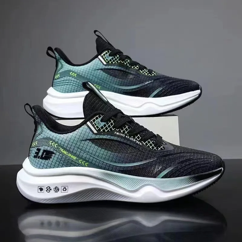Gradient mesh men's sports running shoes with high elasticity and soft sole for breathability, suitable for daily commuting