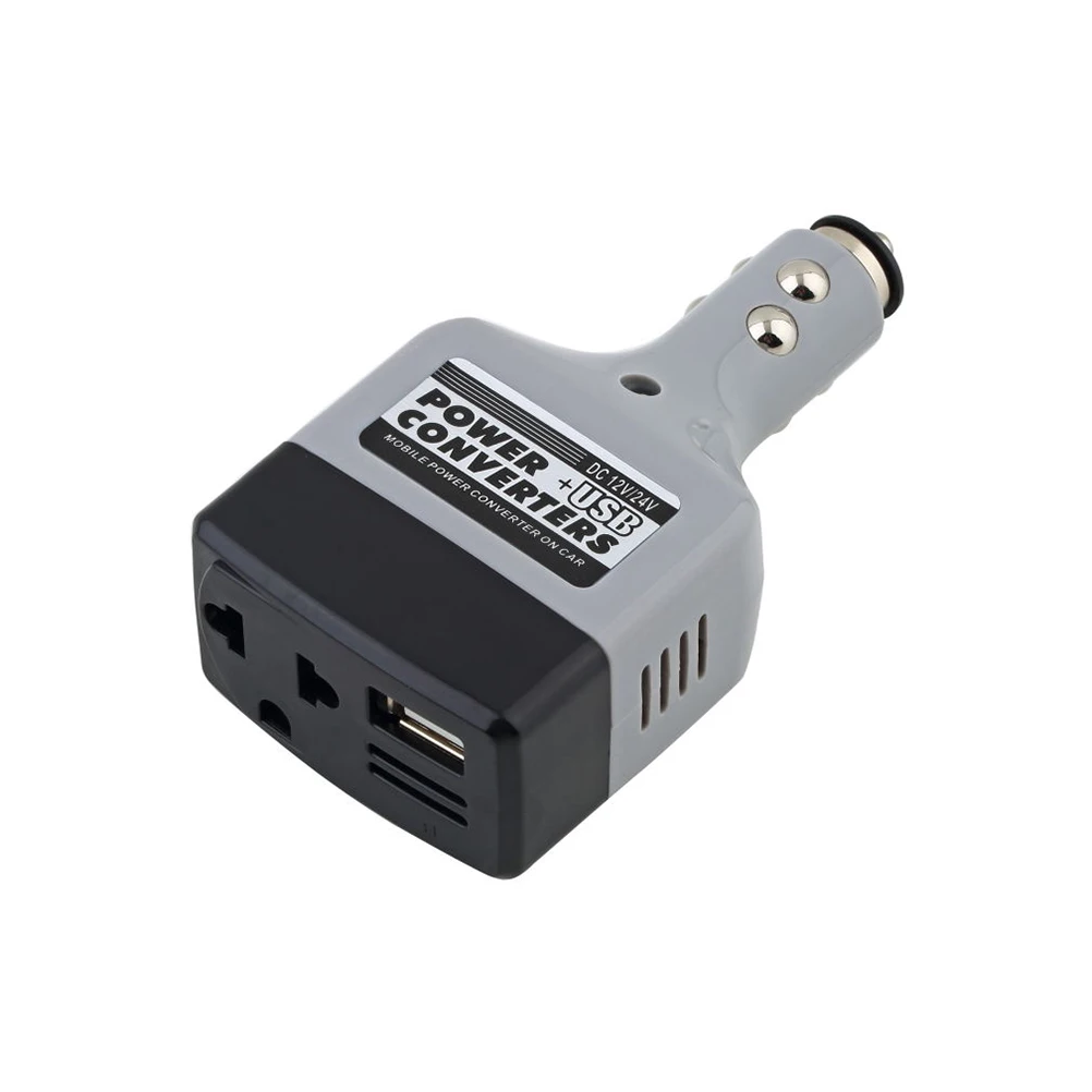 New-Car Mobile Converter Inverter Adapter DC 12V/24V To AC 220V Charger Power+USB
