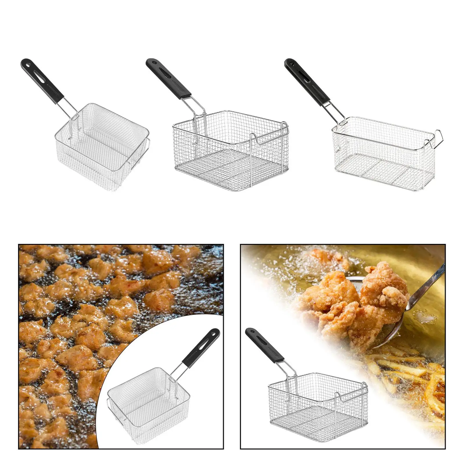 Fryer Basket Hanging Cooking Tool French Fries Basket Square Fryer Basket for Chips Onion Rings Chicken Wing Kitchen Home