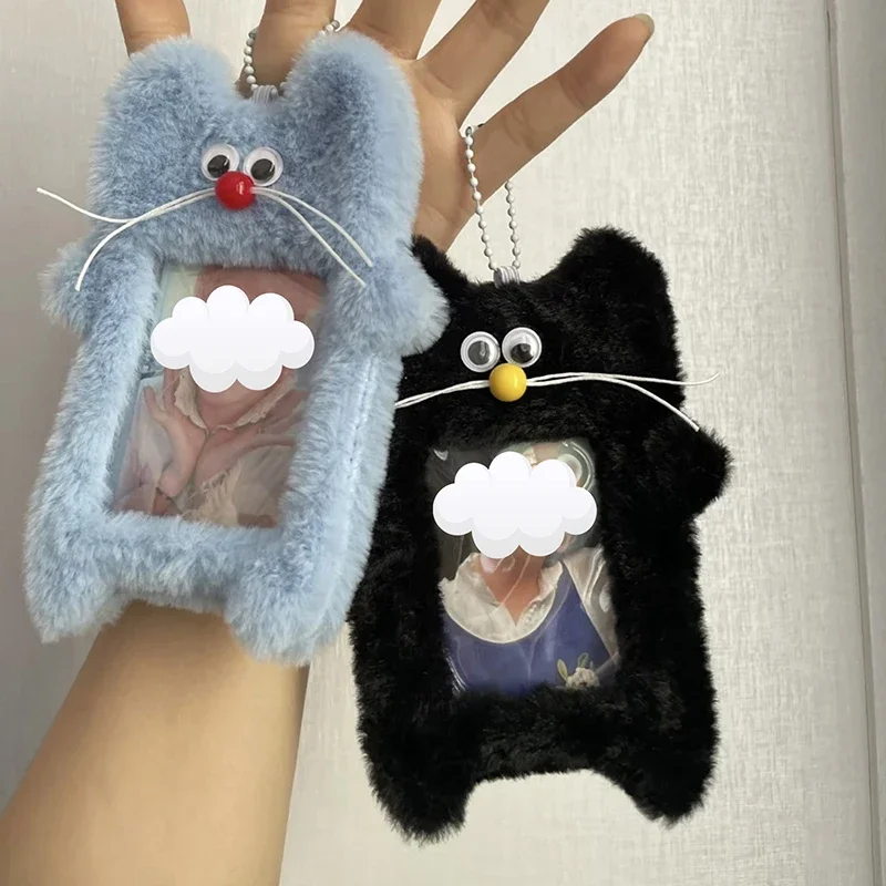 1 peça 3 Polegada kpop idol foto titular do cartão dos desenhos animados de pelúcia mouse pequeno cartão caso de exibição bonito chaveiro id cartão capa proteção