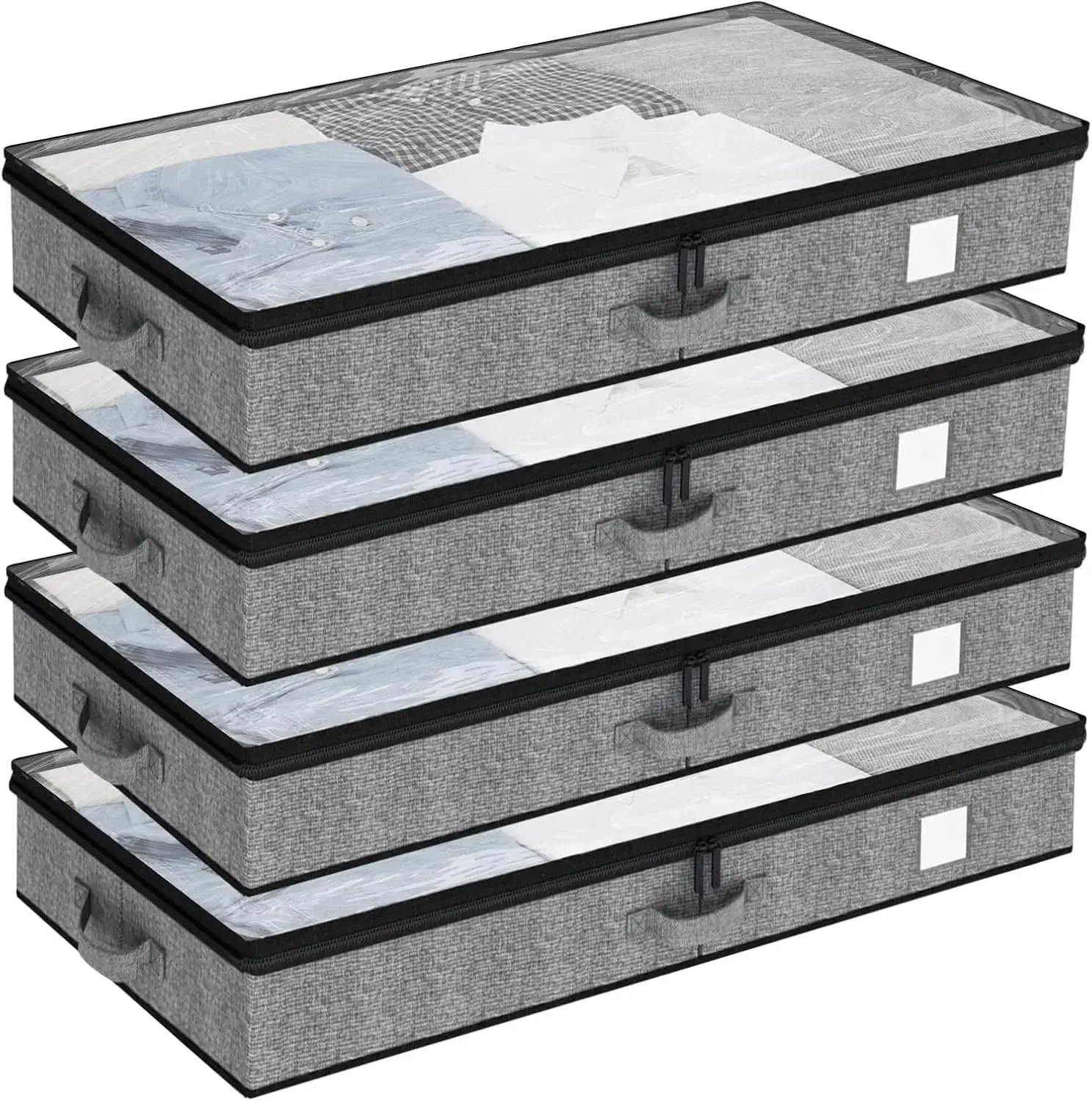 

Low Profile Under Bed Storage Bins 4 Pack Reinforced Organizer for Clothes Below 4 5 Inches