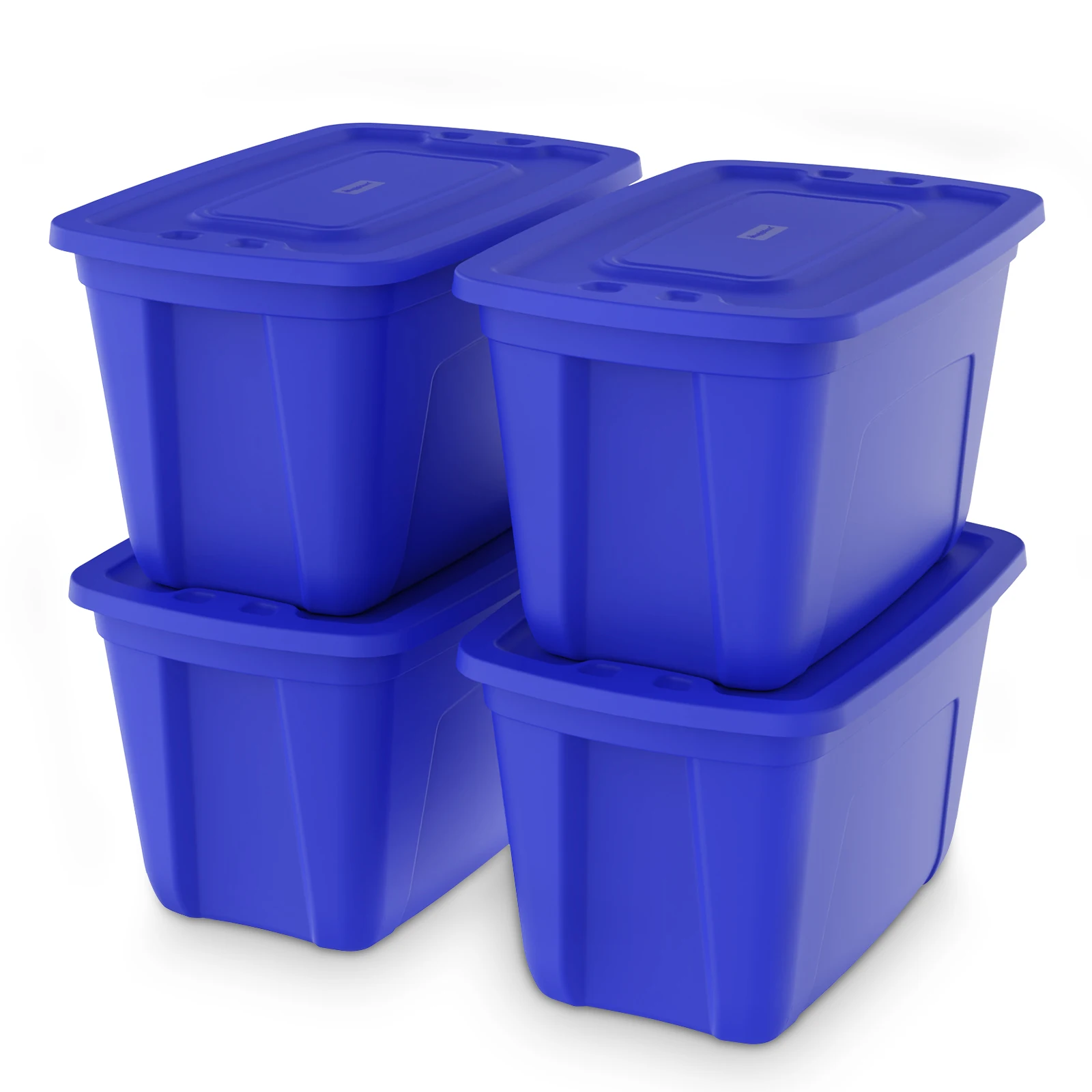 

SIMPLYKLEEN 4 Pack 18 Gallon Christmas Storage Bins with Lids Stackable Totes Rugged Tubs Garage Organization
