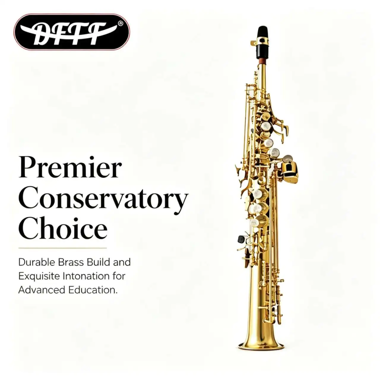 Professional Eb Soprano Saxophone-High Quality Gold Lacquer Brass Body Rust Resistant OEM Service For Orchestral Use
