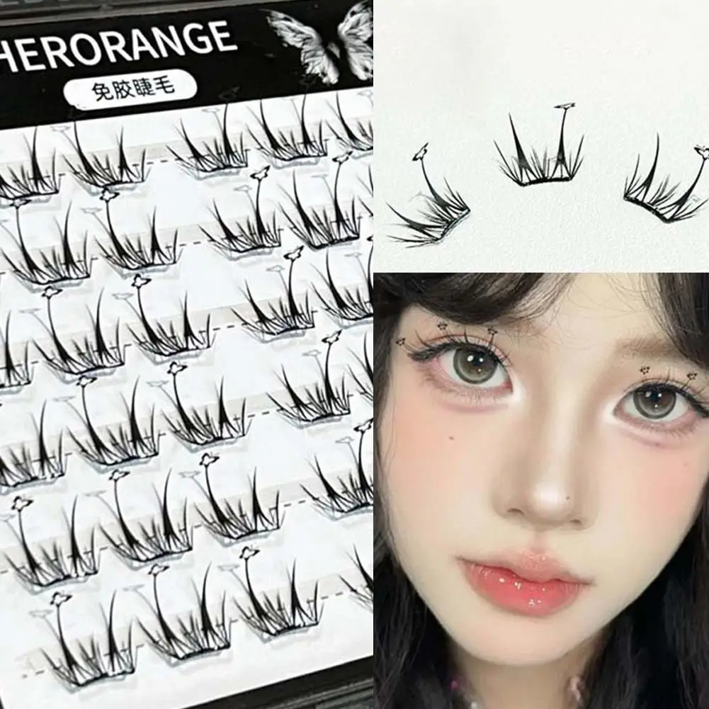 Glue-free Segmented Natural False Eyelashes Thick and Curled Lash 3D Cluster Lashes DIY Makeup Tools NO Glue Eyelash Extensions