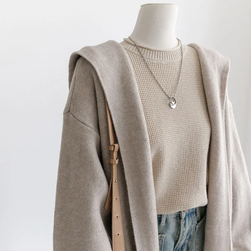 

Кардиганы средней длины из кашемира для женщин: теплые, свободные, с принтом, минималистичные, высококачественные, с круглым вырезом, хлопковые, вязаные, красивые