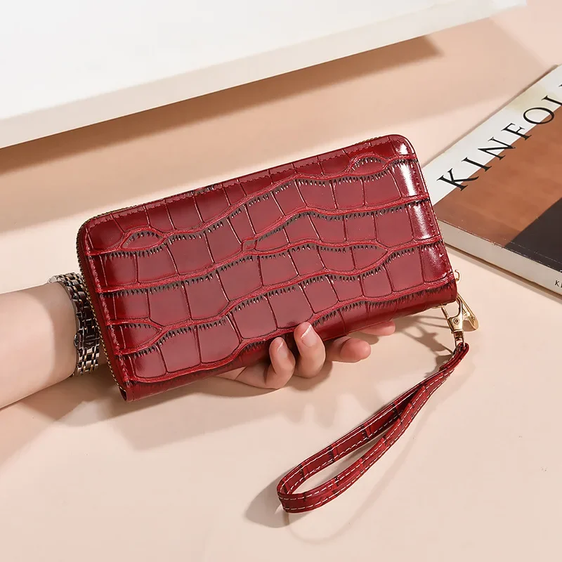 Fashion Crocodile Pattern Women's Long Wallet New Bright Surface PU Leather Women's Multi Card Holders Wallet Trendy Clutches
