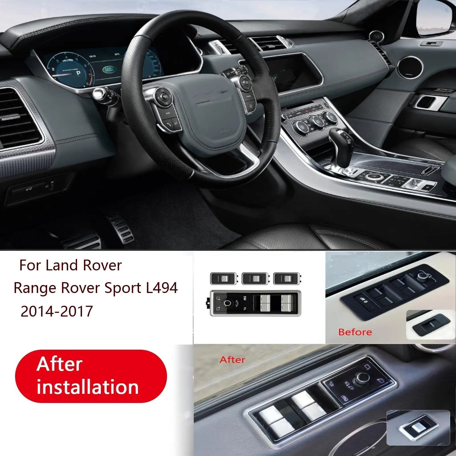 The latest original car style black car steering wheel button and window button for Land Rover Range Rover Sport L494 2014-2017