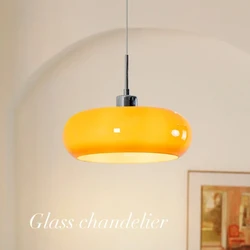 Modern Orange White Pendant Lamp Glass Chandelier for Bedroom Dinning Table Study Indoor Hanging Lighting Home Decor Lamparas