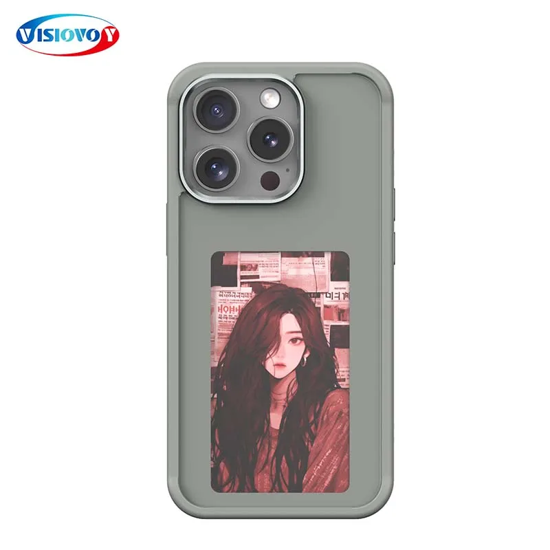 

Three Color DIY Screen Smart NFC function Phone Case For iPhone 15 14 13 Pro Max Couple Phone Cover Cartoon Girl Back Case Funda