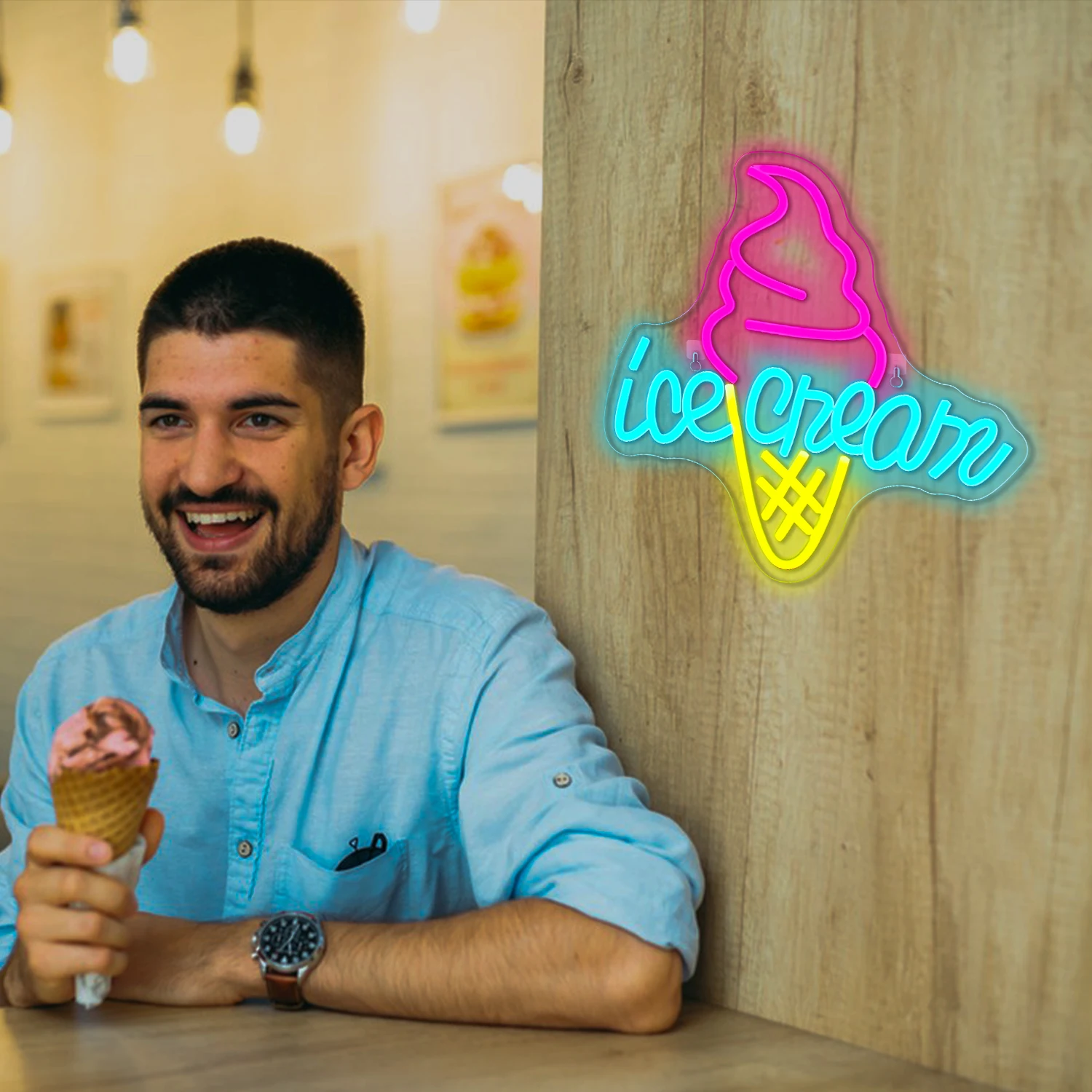 Ice Cream Neon Led Signs decorazione della stanza insegna luminosa alimentata tramite USB con interruttore per negozio di affari negozio di bevande Bar Party Cafe