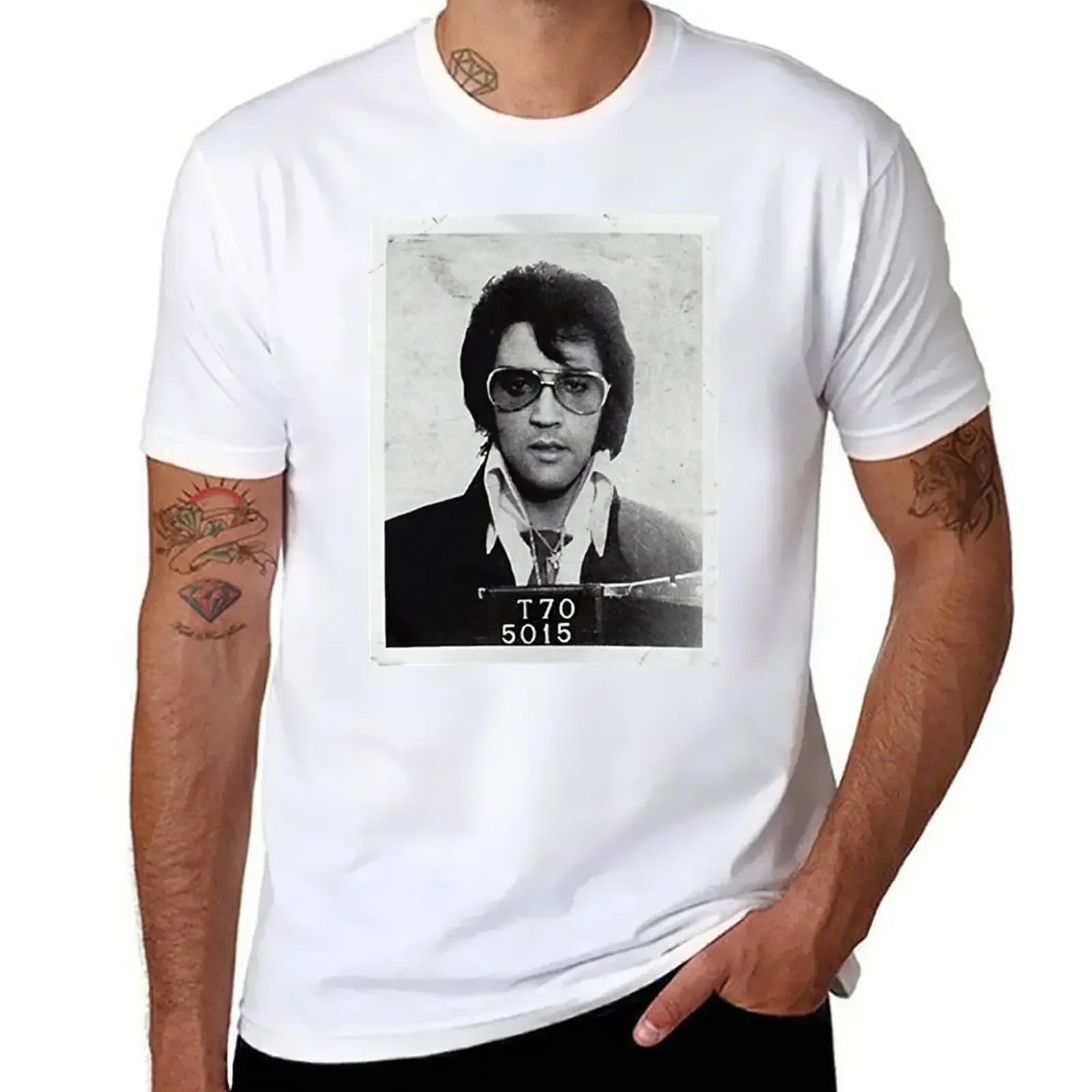 LVS Presley Mugshot Poster Rock and Roll Singer Actor Fan Funny Gift Women Girls Unisex Gift Ideas T-Shirt new arrival vintage