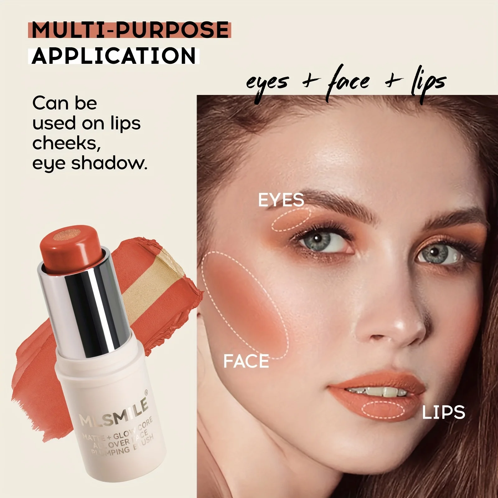 Double Shade Cream Blush Stick, 2 em 1, impermeável, duradouro, fácil de aplicar, Soft Glow Core