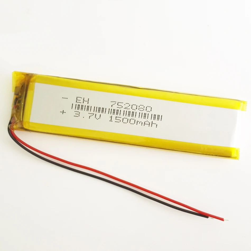 bateria recarregável Lipo de polímero de lítio 3.7V 1500mAh 752080   Para e-book celular power bank dvd tablet pc gravador de condução