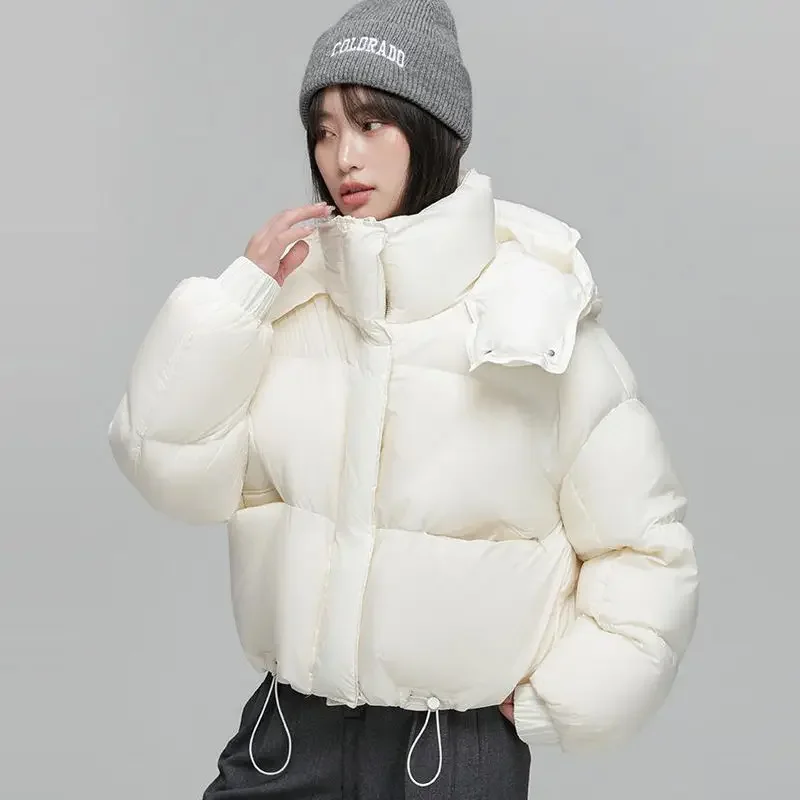 

Women Thin and Tall Hooded Small Bread Clothes Winter Beauty Fashion White Duck Down Direct Sales Fashion Short Down Jacket