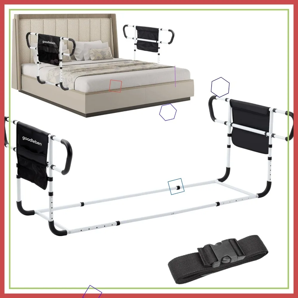 高齢者向け調節可能な両側ベッド安全レール、ツイン/フル/クイーンベッドに適合、工具不要の取り付け