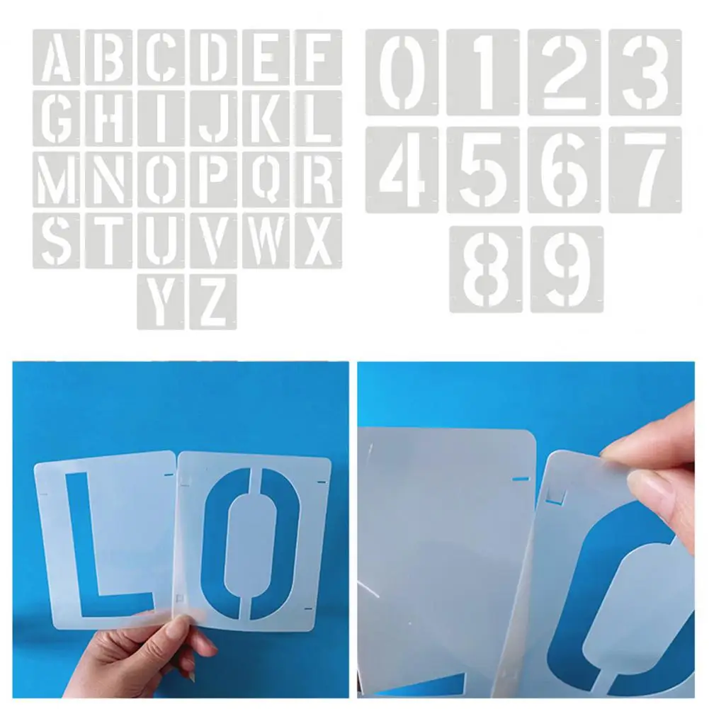 Easy-to-handle Number Stencils Reusable Letter Stencils Number Templates Plastic Alphabet Craft Set for Wood Fabric Signage Diy