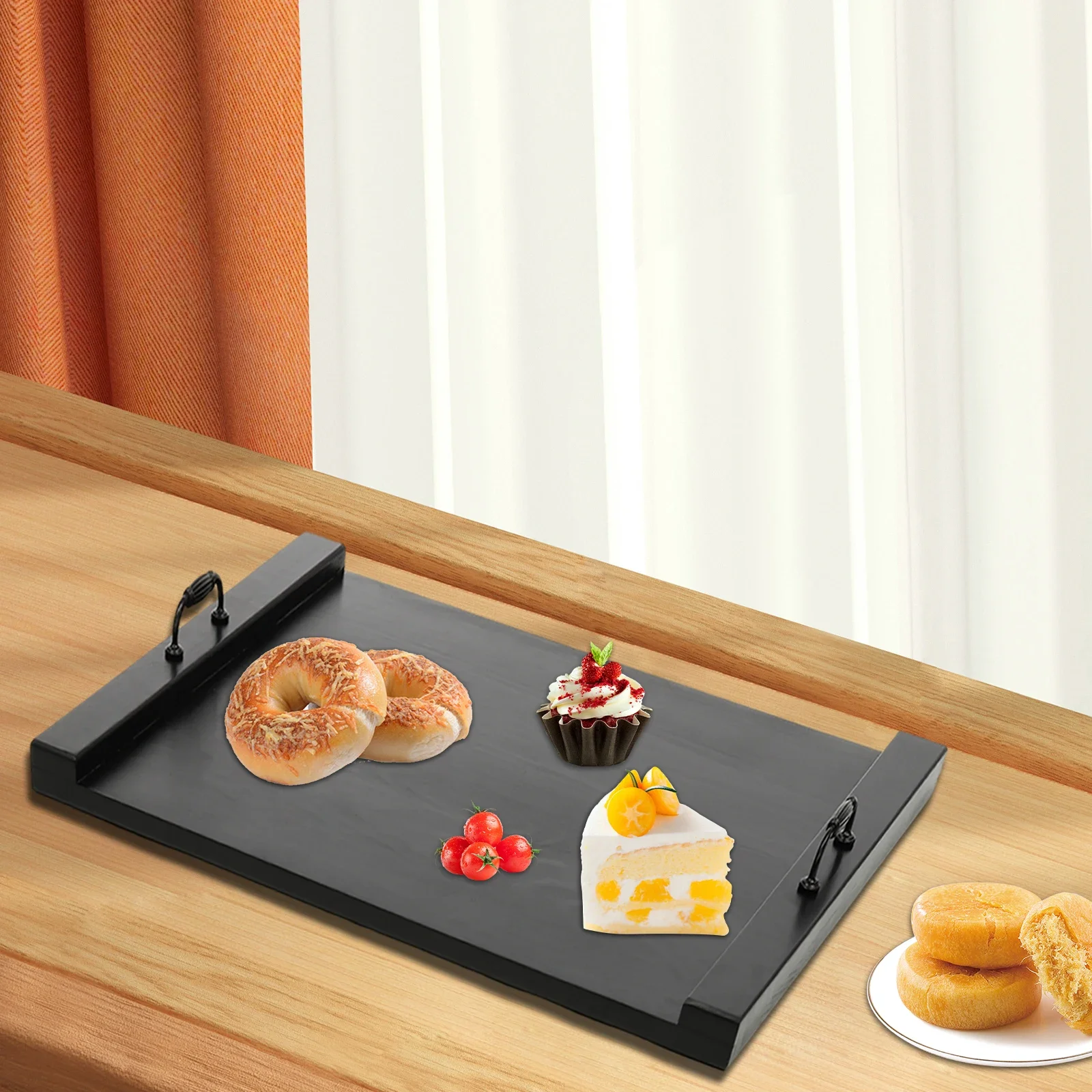 

Pine Wood Stove Cover，55*77cm/21.65*30.31inch‎ Black Rectangle Stove Top Cover, Used As A Kitchen Chopping Board or As A Tray