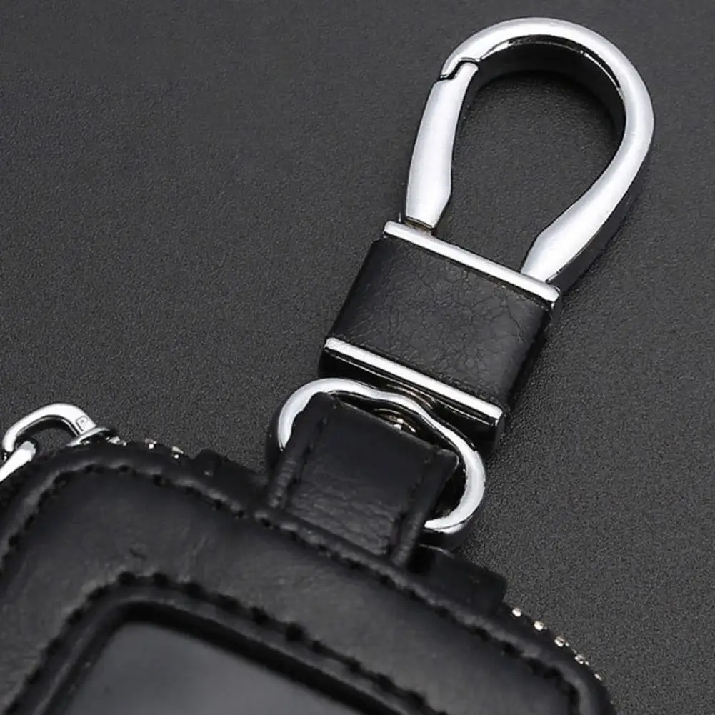 E-hook Keychain Accessory Car Keychain Case with Smooth Zipper Closure Easy Grip Faux Leather Auto Key Cover Anti-scratch Entry