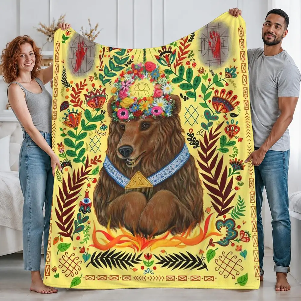 Horror Movie Midsommar Throw Custom Printed Flannel Fleece Blanket for Sofa Bed Office Travel & Camping