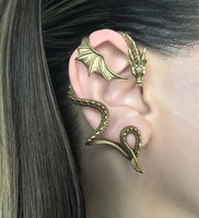 Gothic Dragon Stud Wrap Earrings Left Right Gold Color Woman Retro Personality Design Animal New Female Ear Ornament Jewelry