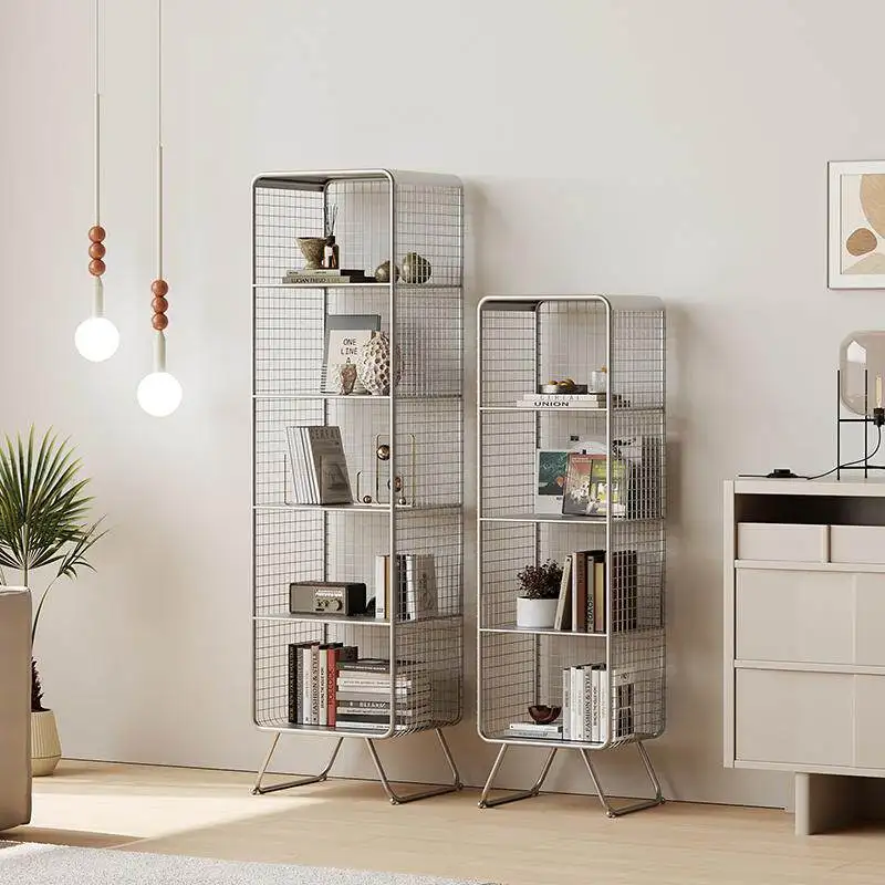 living room Book organizer multifunctional floor-standing metal bookshelf display minimalist mueble salón interior furniture