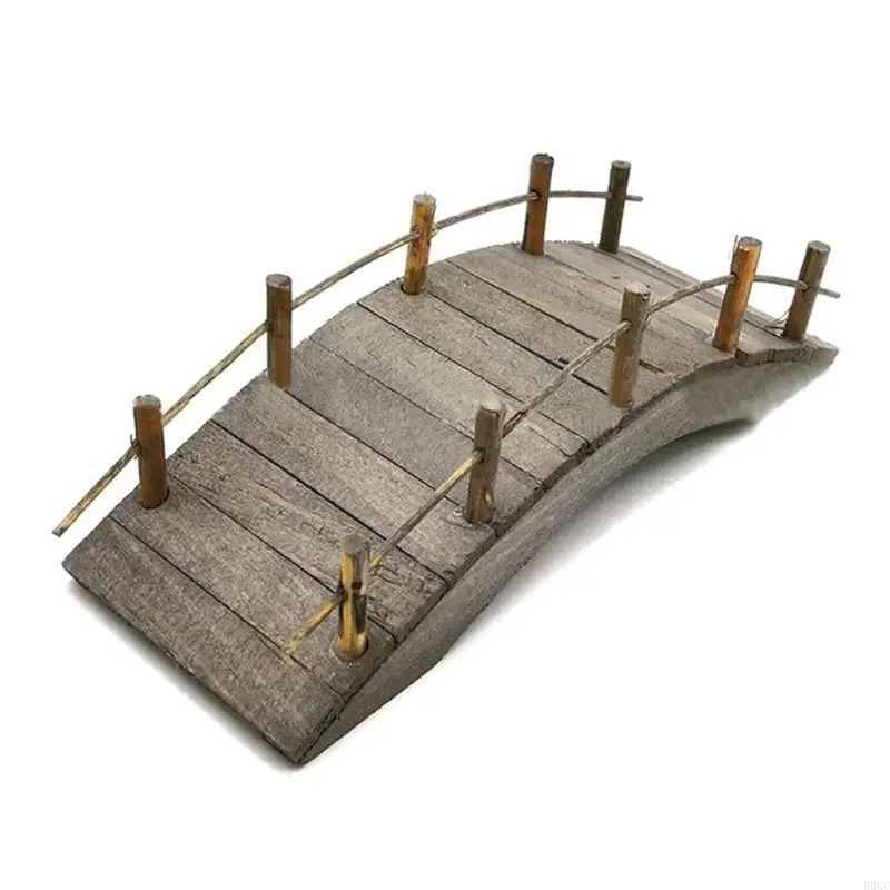 B0KC 1:12 Dollhouse Mini Wooden Arch Bridge مع درابزين مصغرة حديقة Fairy Garden Miniature Crafts